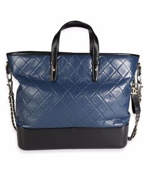 Chanel Gabrielle large tote. Quilted Two-Tone Navy and Black Tote Bag